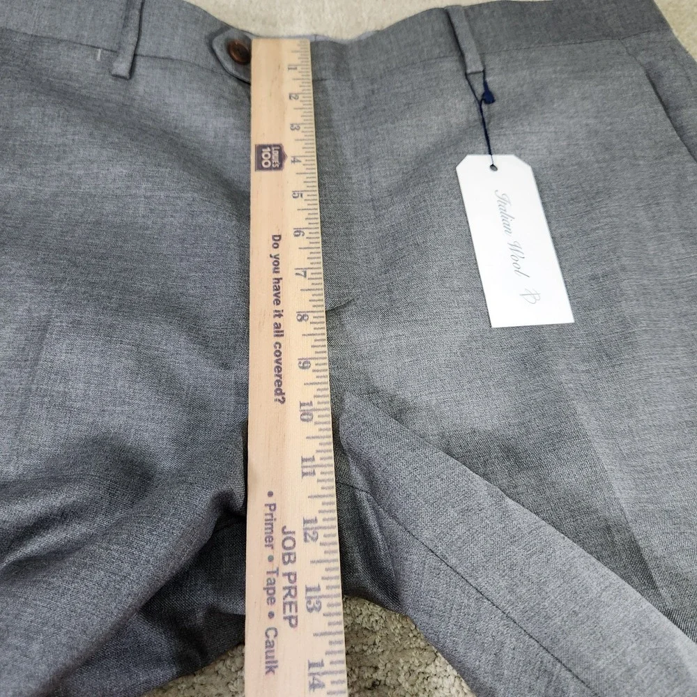 Buttoned Down Pants Men 35x32 Tropical Wool High Rise Trouser Slim Fit Gray NEW